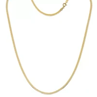 Made in Italy Womens 24K Gold Over Silver Inch Herringbone Chain Necklace
