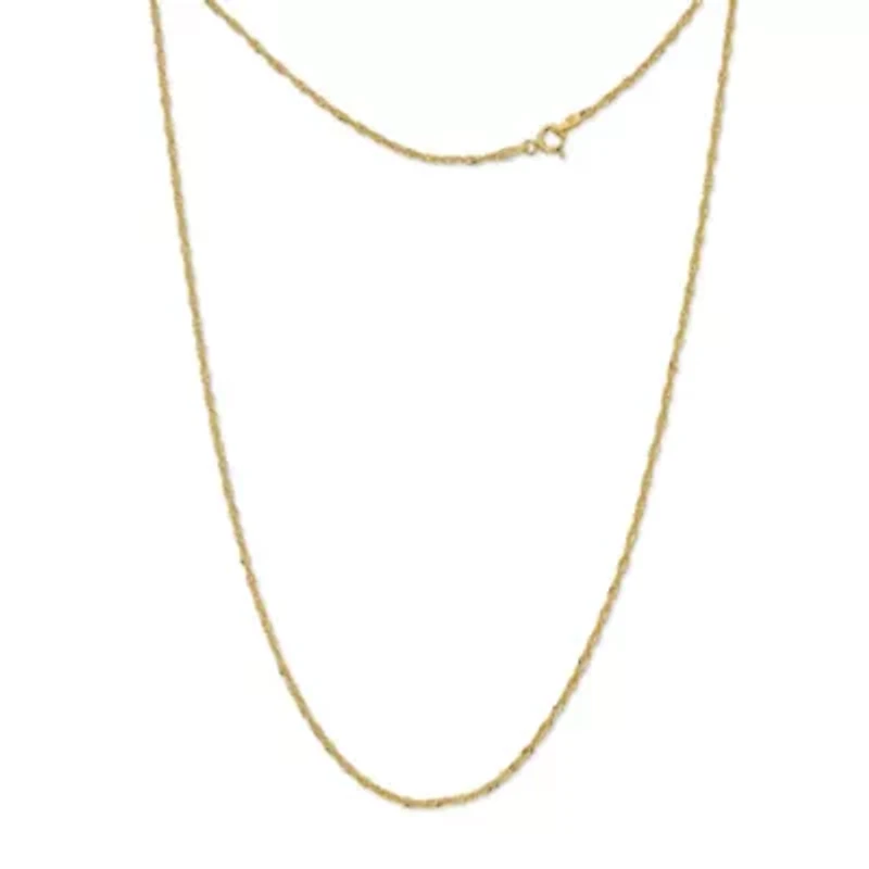 Made Italy Womens 24K Gold Over Silver Sterling 24 Inch Singapore Chain Necklace