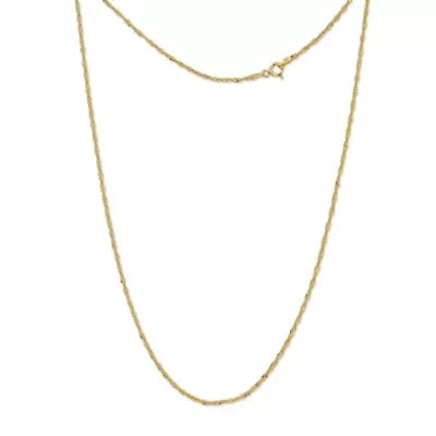 Made Italy Womens 24K Gold Over Silver Sterling 24 Inch Singapore Chain Necklace