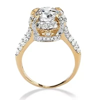 DiamonArt® Womens 3 CT. T.W. White Cubic Zirconia 18K Gold Over Silver Round Engagement Ring