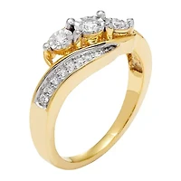 Womens 1/4 CT. T.W. Genuine White Diamond 10K Gold 3-Stone Engagement Ring