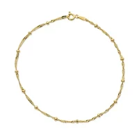 Made in Italy Womens 24K Gold Over Silver Sterling Silver 9 Inch Solid Bead Ankle Bracelet