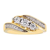 Womens 1/4 CT. T.W. Genuine White Diamond 10K Gold 3-Stone Engagement Ring