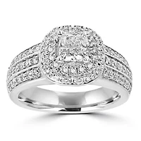 Womens 1 3/4 CT. T.W. Natural White Diamond 14K Gold Cushion Engagement Ring