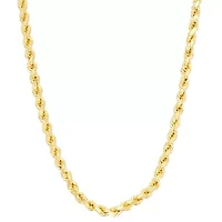 14K Gold Over Silver 20 - 30 Inch Solid Rope Chain Necklace