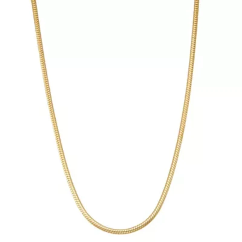 Mens 14K Gold Over Silver 20 Inch Snake Chain Necklace