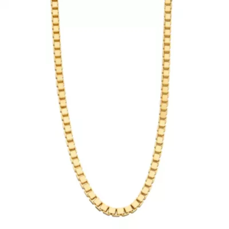 Mens 14K Gold Over Silver 20 Inch Box Chain Necklace