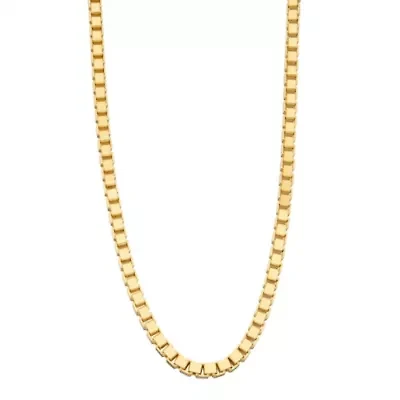 Mens 14K Gold Over Silver 20 Inch Box Chain Necklace