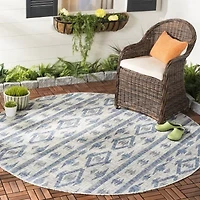Safavieh Courtyard Collection Easton Geometric Indoor/Outdoor Round Area Rug