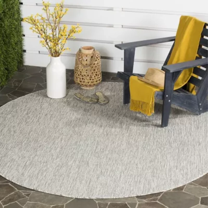 Safavieh Courtyard Collection Dallas Stripe Indoor/Outdoor Round Area Rug