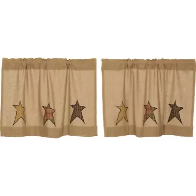 Stratton Burlap Applique Star 2-pc. Window Tier