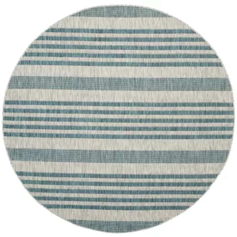 Safavieh Courtyard Collection Major Stripe Indoor/Outdoor Round Area Rug