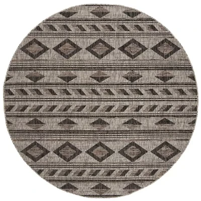 Safavieh Courtyard Collection Luana Geometric Indoor/Outdoor Round Area Rug