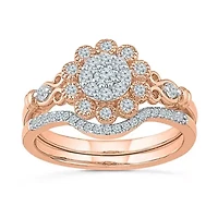 Womens 3/8 CT. T.W. Natural White Diamond 10K Rose Gold Round Bridal Set