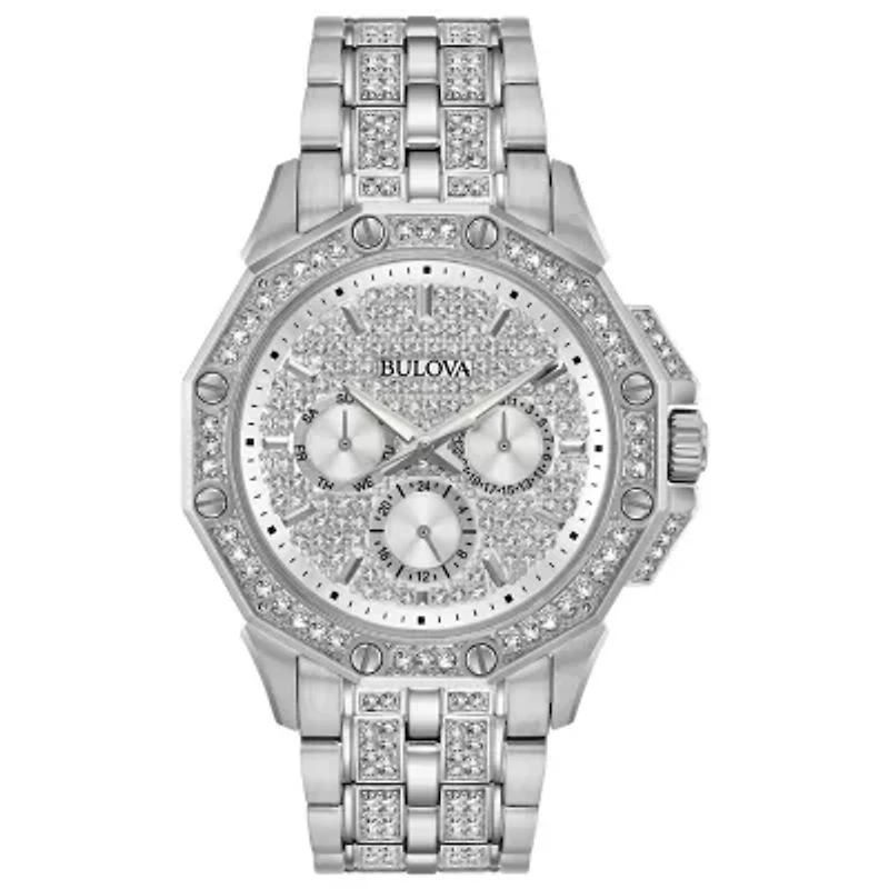 Bulova Octava Mens Silver Tone Stainless Steel Bracelet Watch 96c134