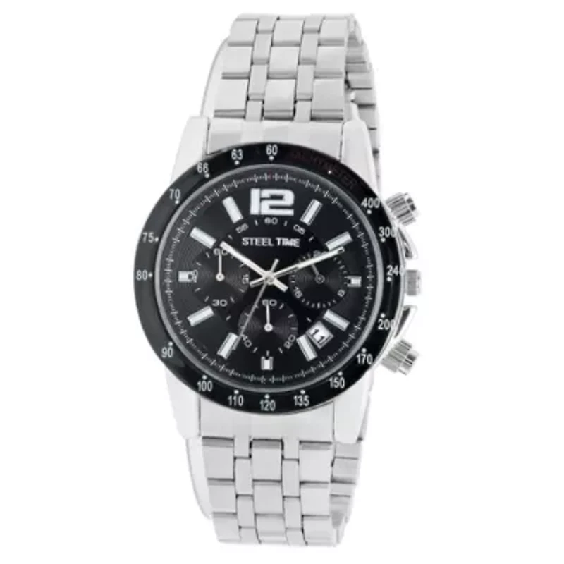 Steeltime Mens Silver Tone Stainless Steel Bracelet Watch 998-029-W