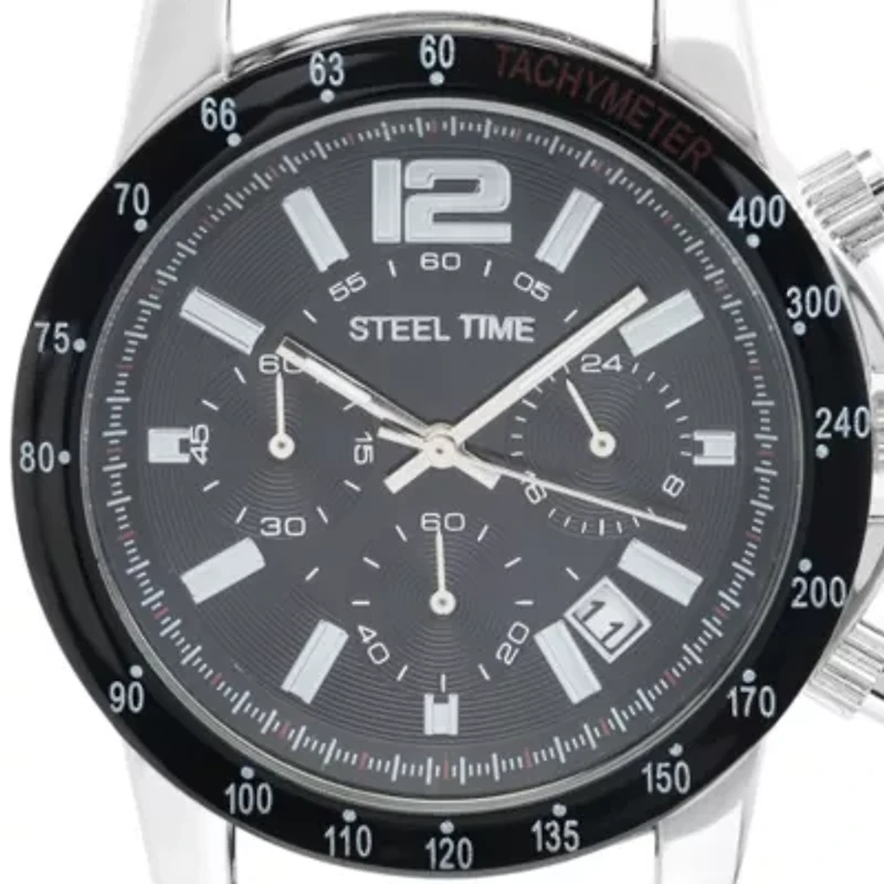 Steeltime Mens Silver Tone Stainless Steel Bracelet Watch 998-029-W