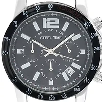 Steeltime Mens Silver Tone Stainless Steel Bracelet Watch 998-029-W
