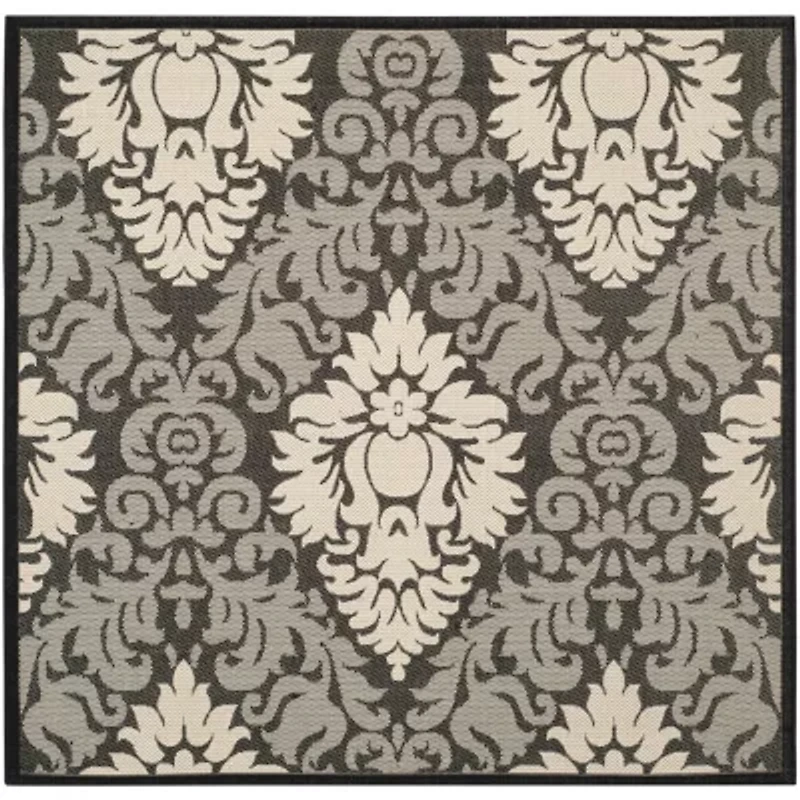 Safavieh Courtyard Collection Louise Damask Indoor/Outdoor Square Area Rug