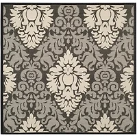 Safavieh Courtyard Collection Louise Damask Indoor/Outdoor Square Area Rug