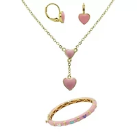 Girls 10K Gold Over Brass Heart 3-pc. Jewelry Set