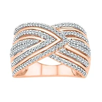 Womens 14MM 1/2 CT. T.W. Natural White Diamond 14K Rose Gold Over Silver Band