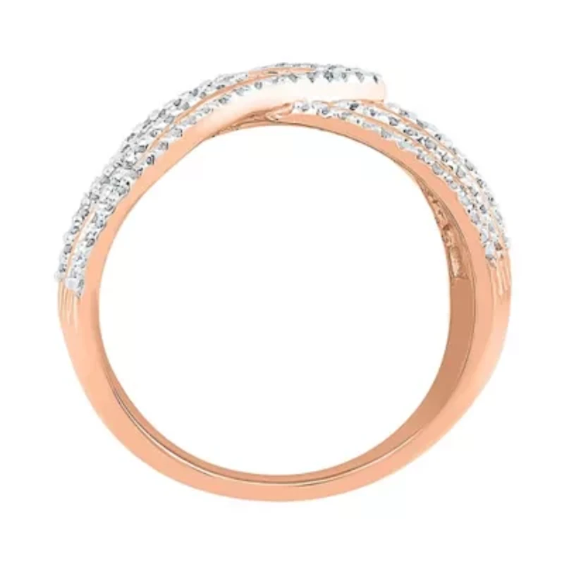 Womens 14MM 1/2 CT. T.W. Natural White Diamond 14K Rose Gold Over Silver Band