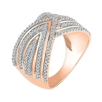 Womens 14MM 1/2 CT. T.W. Natural White Diamond 14K Rose Gold Over Silver Band