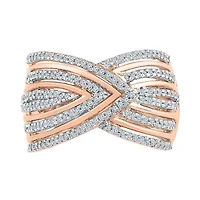 Womens 14MM 1/2 CT. T.W. Natural White Diamond 14K Rose Gold Over Silver Band