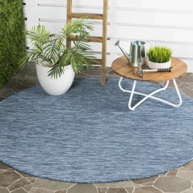 Safavieh Courtyard Collection Monroe Stripe Indoor/Outdoor Round Area Rug