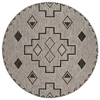 Safavieh Courtyard Collection Ambrose Geometric Indoor/Outdoor Round Area Rug