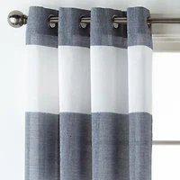JCPenney Home Metallic Stripe Grommet Top Sheer Single Curtain Panel