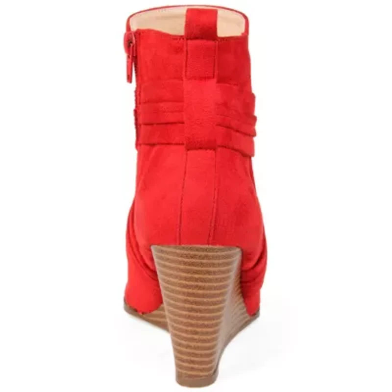 Journee Collection Womens Sabeena Booties Wedge Heel Zip