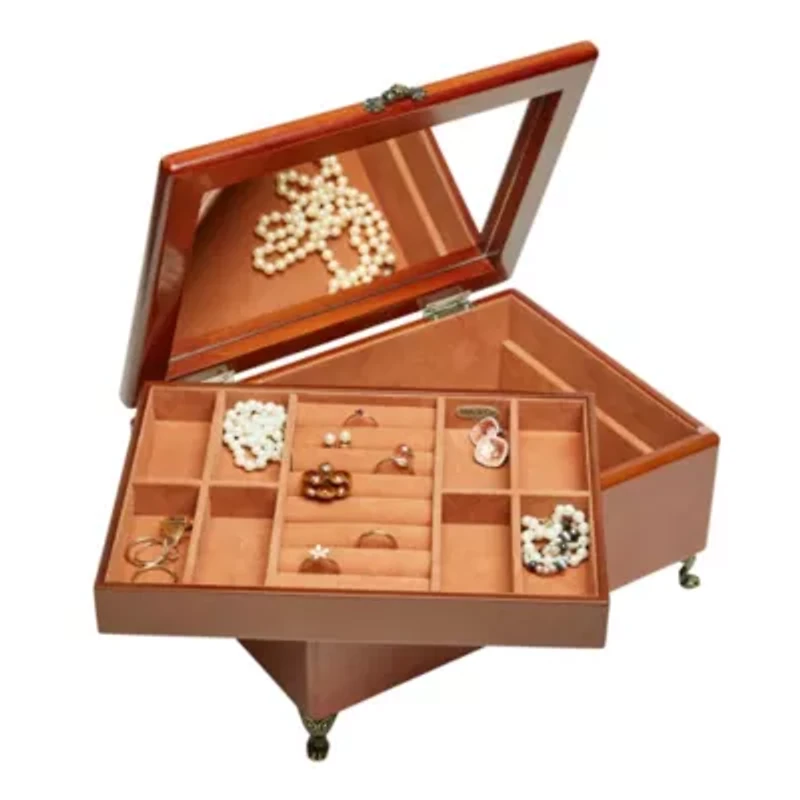 Mele and Co Kinsley Walnut-Finish Jewelry Box
