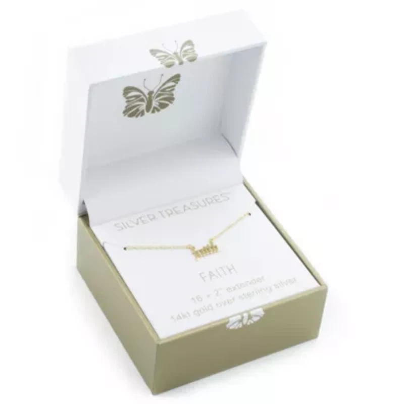 Silver Treasures Faith Womens 24K Gold Over Silver 16 Inch Pendant Necklace