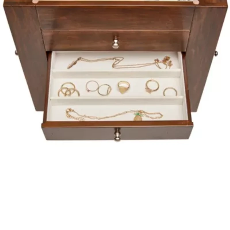 Mele and Co Makenna Walnut-Finish Jewelry Box