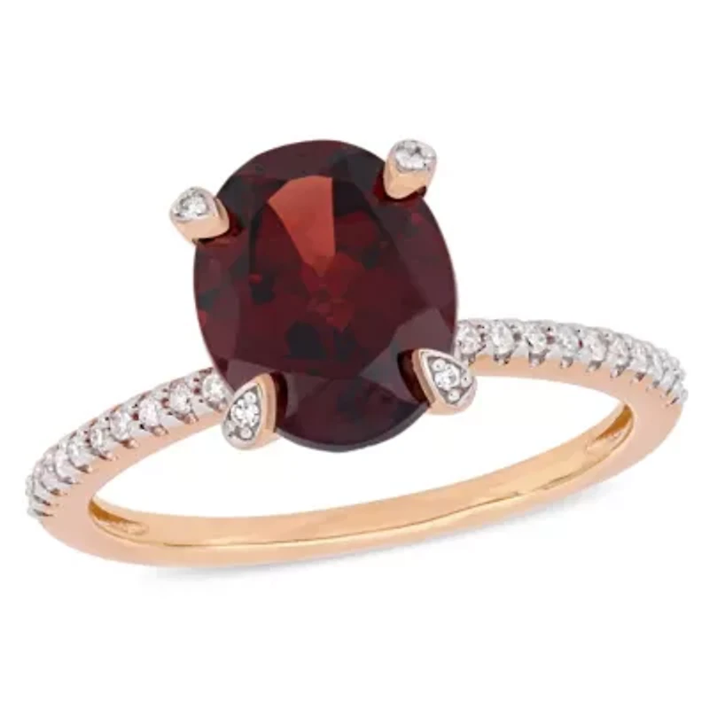 Womens 1/10 CT. T.W. Genuine Red Garnet 10K Rose Gold Cocktail Ring