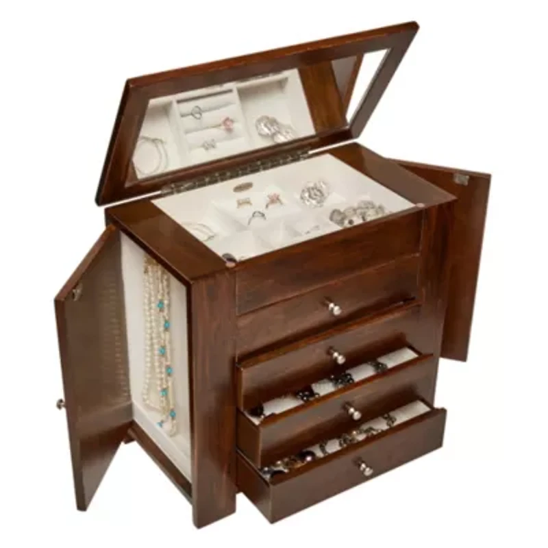 Mele and Co Makenna Walnut-Finish Jewelry Box