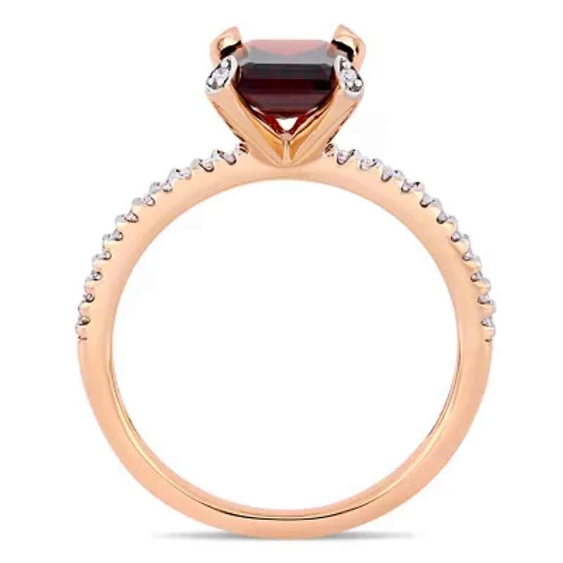 Womens 1/10 CT. T.W. Genuine Red Garnet 10K Rose Gold Cocktail Ring