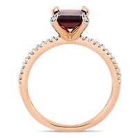 Womens 1/10 CT. T.W. Genuine Red Garnet 10K Rose Gold Cocktail Ring