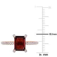Womens 1/10 CT. T.W. Genuine Red Garnet 10K Rose Gold Cocktail Ring