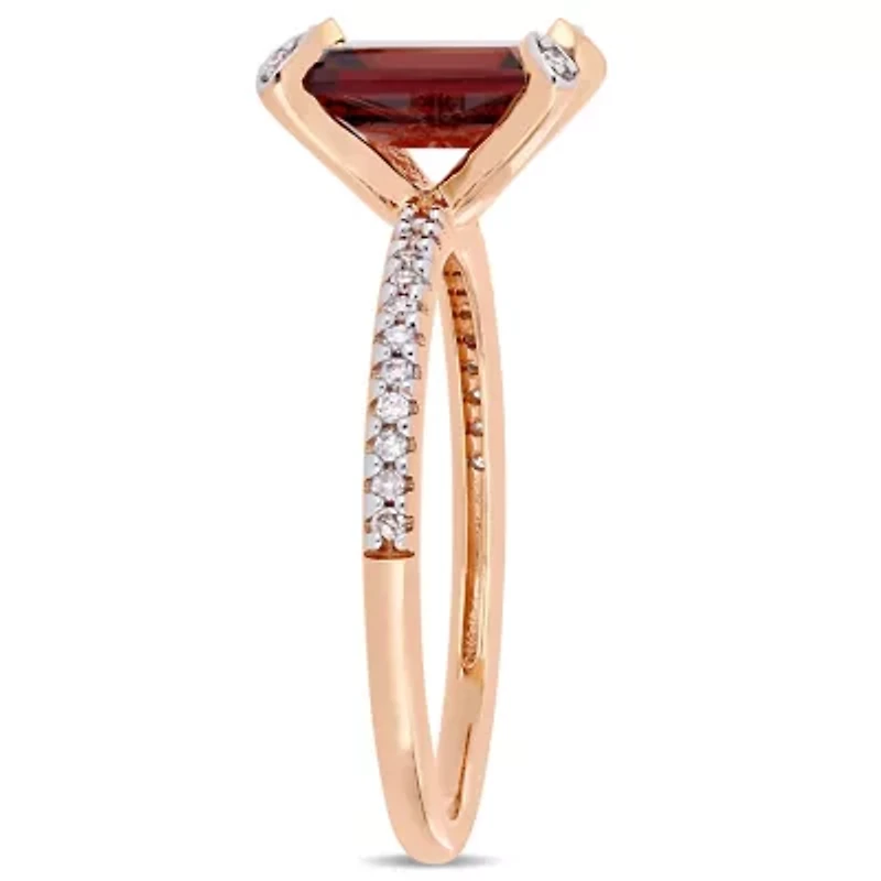 Womens 1/10 CT. T.W. Genuine Red Garnet 10K Rose Gold Cocktail Ring