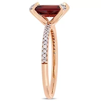 Womens 1/10 CT. T.W. Genuine Red Garnet 10K Rose Gold Cocktail Ring
