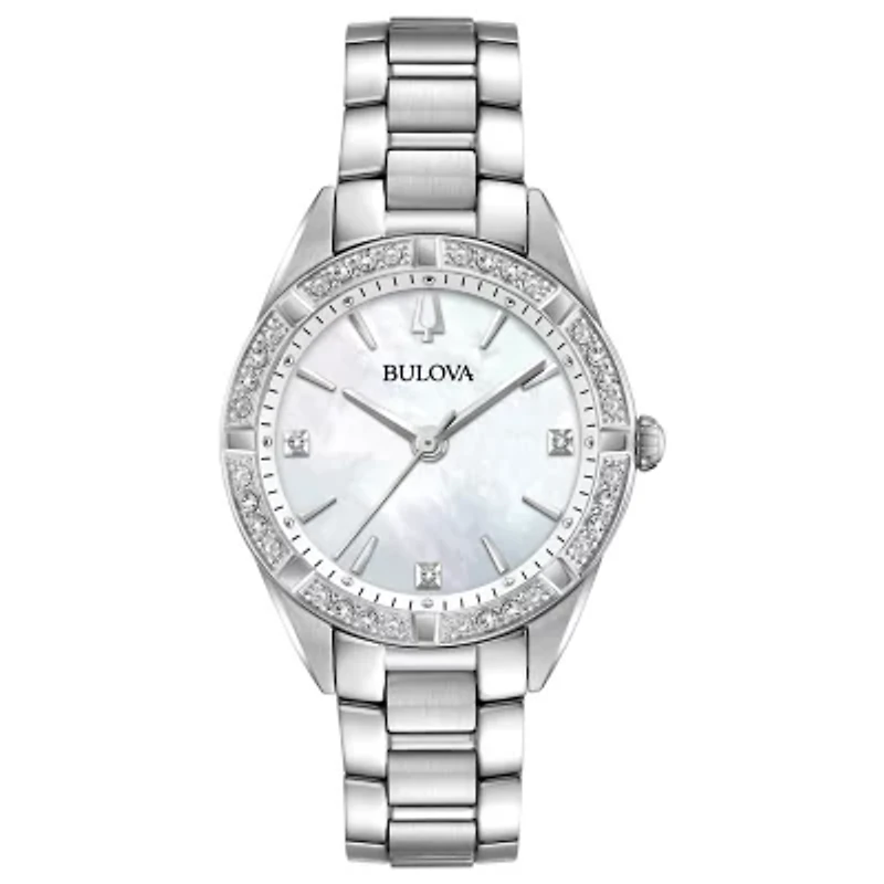 Bulova Sutton Womens Silver Tone Stainless Steel Bracelet Watch 96r228