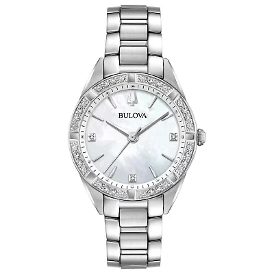 Bulova Sutton Womens Silver Tone Stainless Steel Bracelet Watch 96r228