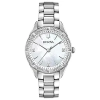 Bulova Sutton Womens Silver Tone Stainless Steel Bracelet Watch 96r228