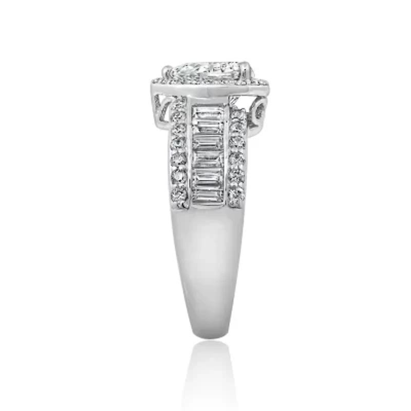 DiamonArt® Womens White Cubic Zirconia Sterling Silver Engagement Ring