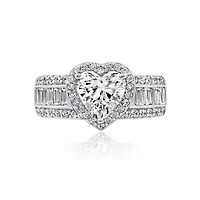 DiamonArt® Womens White Cubic Zirconia Sterling Silver Engagement Ring
