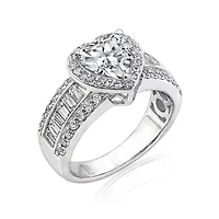 DiamonArt® Womens White Cubic Zirconia Sterling Silver Engagement Ring