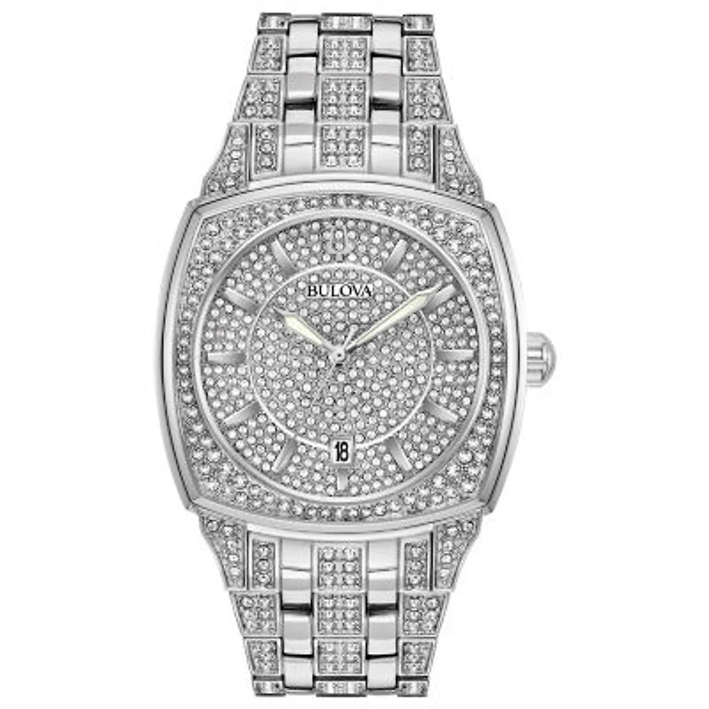 Bulova Phantom Mens Silver Tone Stainless Steel Bracelet Watch 96b296